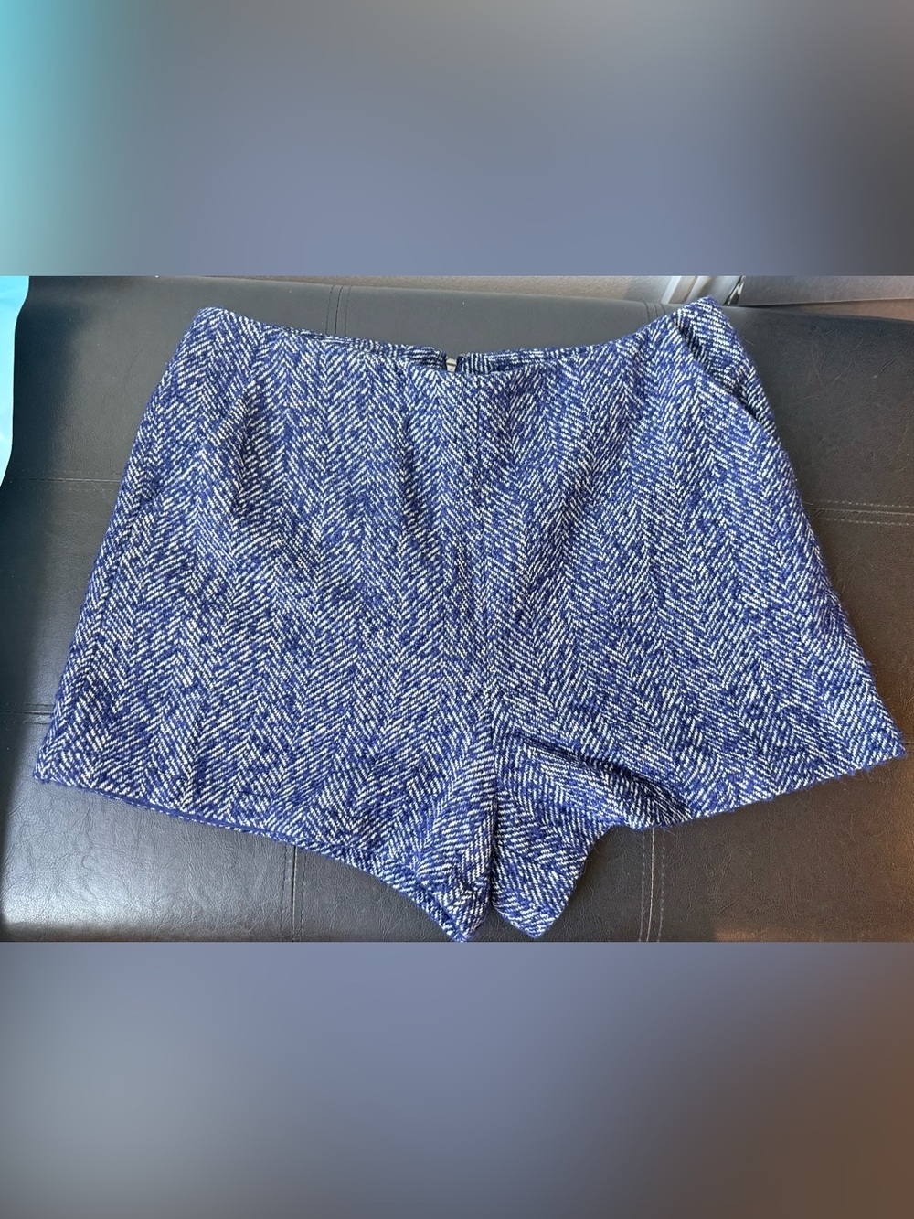 Naked Zebra: Women’s Textured Blue & White Shorts With Pockets